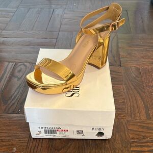 Dream Pairs Gold Block Heel Sandals